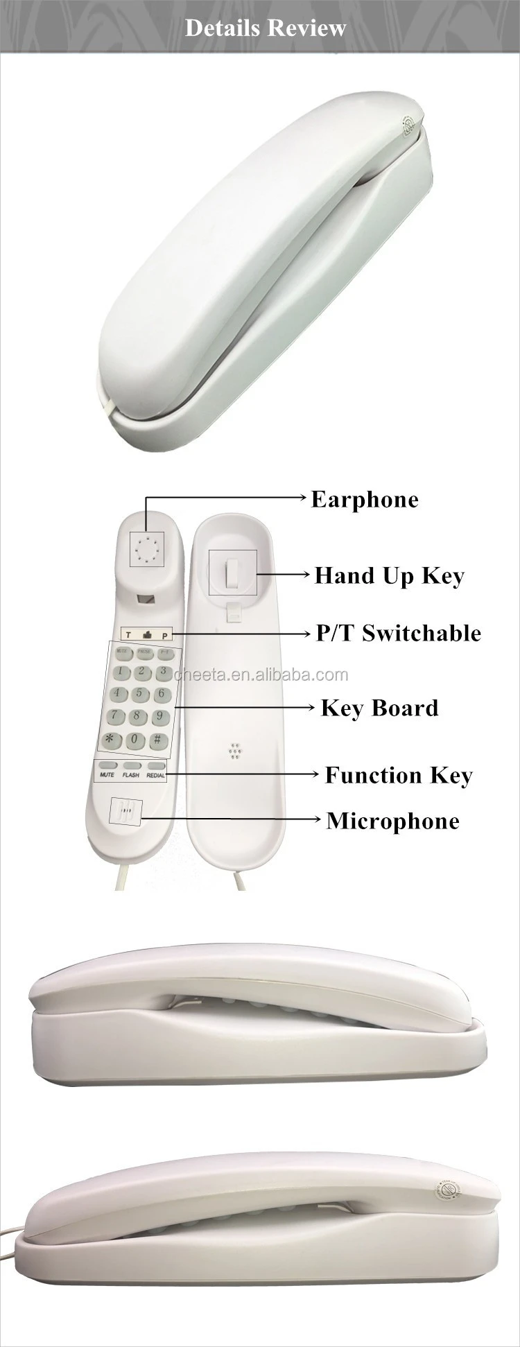 Latest offer for wall mounted phone, factory price,Shenzhen Cheeta Technology Co., Ltd. is a professional Trimline Telephone manufacturer in China . Provide wholesale and OEM of Trimline Telephone.