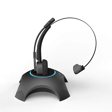 All-in-one wireless Bluetooth call center headset + charging base