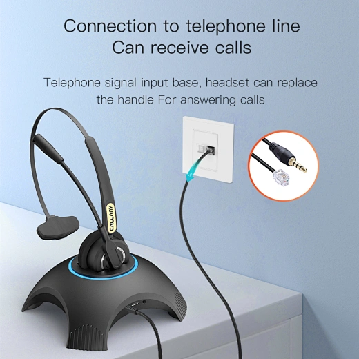 Call center headset 2023 new design, center headset base,with bluetooth + charging base + phone line connection + hands-free function