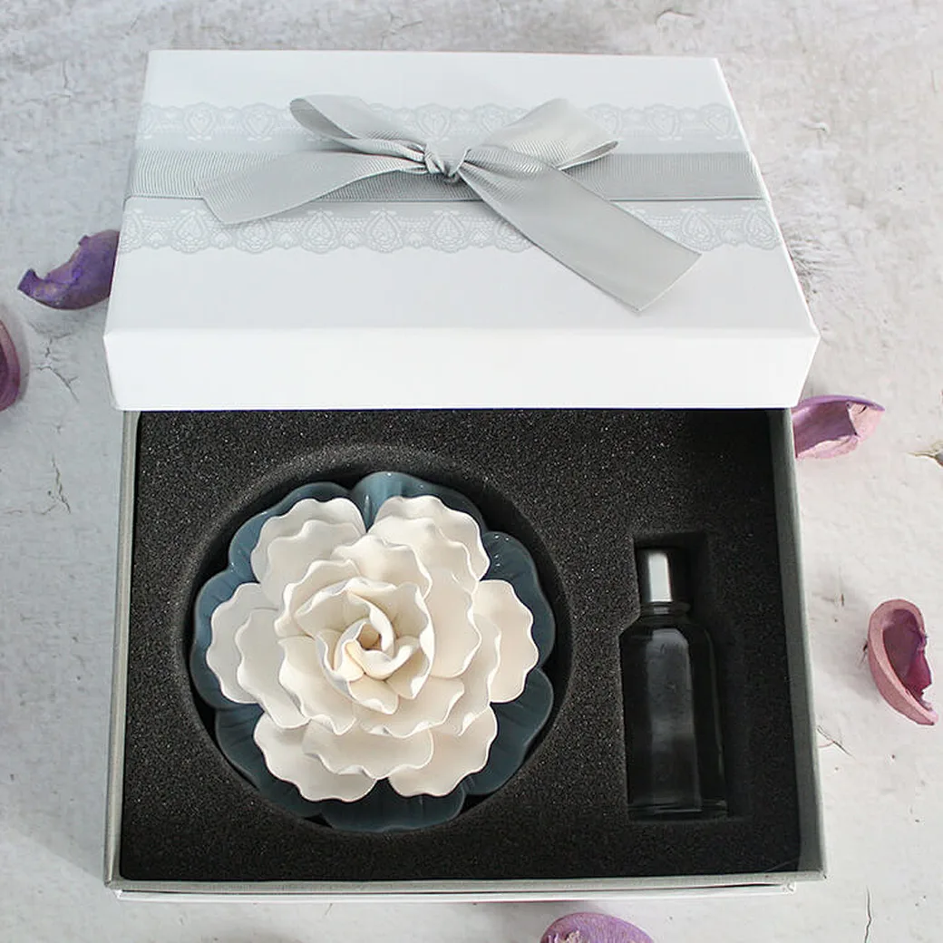 ceramic flower diffuser with fragrance oil gift box set
