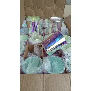 iridescent candle jar with lid