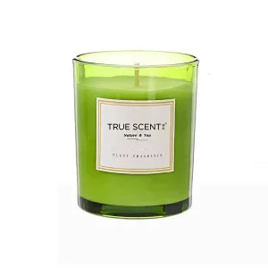green glass candle jars