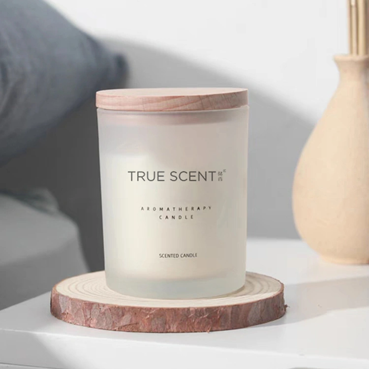 white frosted candle jar with lid