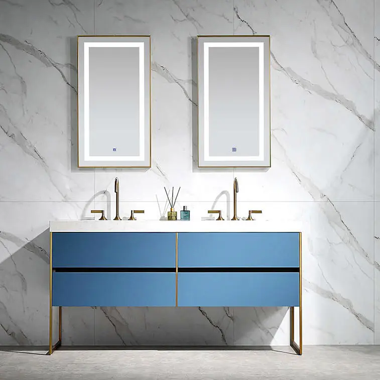 Traditional Bathroom free standing Cabinet
Luxury Trendy prussian blue bathroom cabinet set