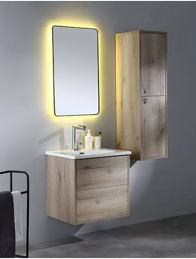 factory direct oem odm bathroom furniture, Wall Hung Bathroom Vanity with led mirror sink, Mirror Cabinet For Bathroom, cheap price plywood cabinet, Handle Free Customized Bathroom Storage