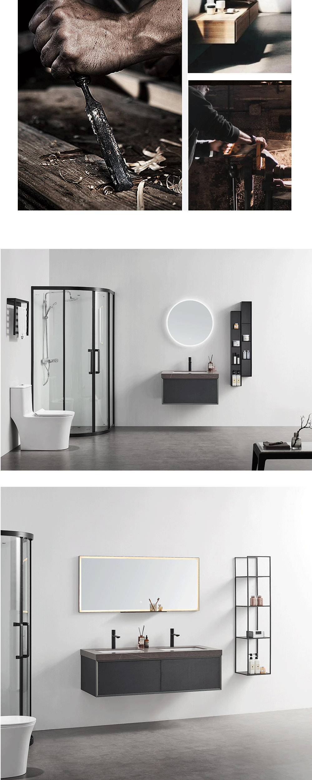 Modern Bathroom Furniture Sets, 60 Inch High Quality Supplier, Solid Wood Cabinet, Wash Basin Factory, Lavabo with mirror cabinet