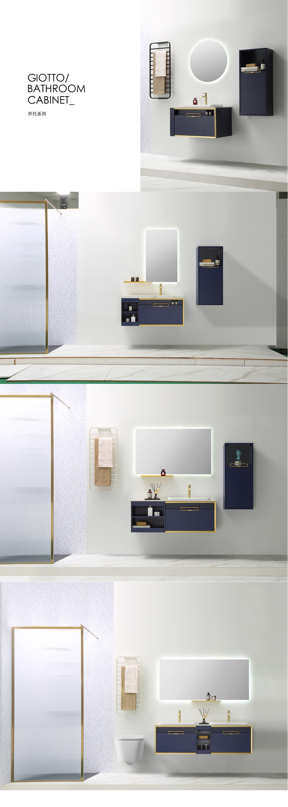 Trendy luxury navy blue bathroom cabinet unit,best bathroom cabinet 2022 wall mounted bathroom cabinet modern bathroom vanity for sale top bathroom cabinet brand sanitaryware company