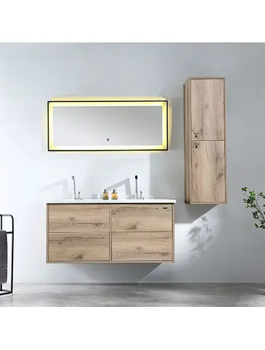 factory direct oem odm bathroom furniture, Wall Hung Bathroom Vanity with led mirror sink, Mirror Cabinet For Bathroom, cheap price plywood cabinet, Handle Free Customized Bathroom Storage