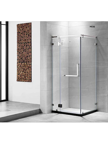 Diamond shaped shower enclosure with Hinge door, two fixed and one movable glass Panel,8-10mm thickness—HC02
