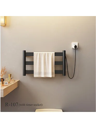 Bathroom Wall Mounted Electric Radiator Black Towel Warmer Rack---R-107 series