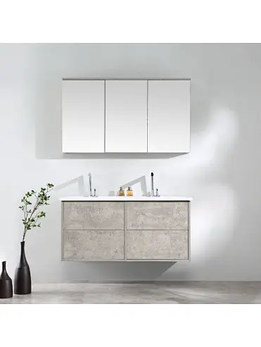 Factory direct oem odm bathroom furniture cheap price plywood cabinet Wall Hung Bathroom Vanity with led mirror sink Handle Free Customized Bathroom Storage Mirror Cabinet For Bathroom