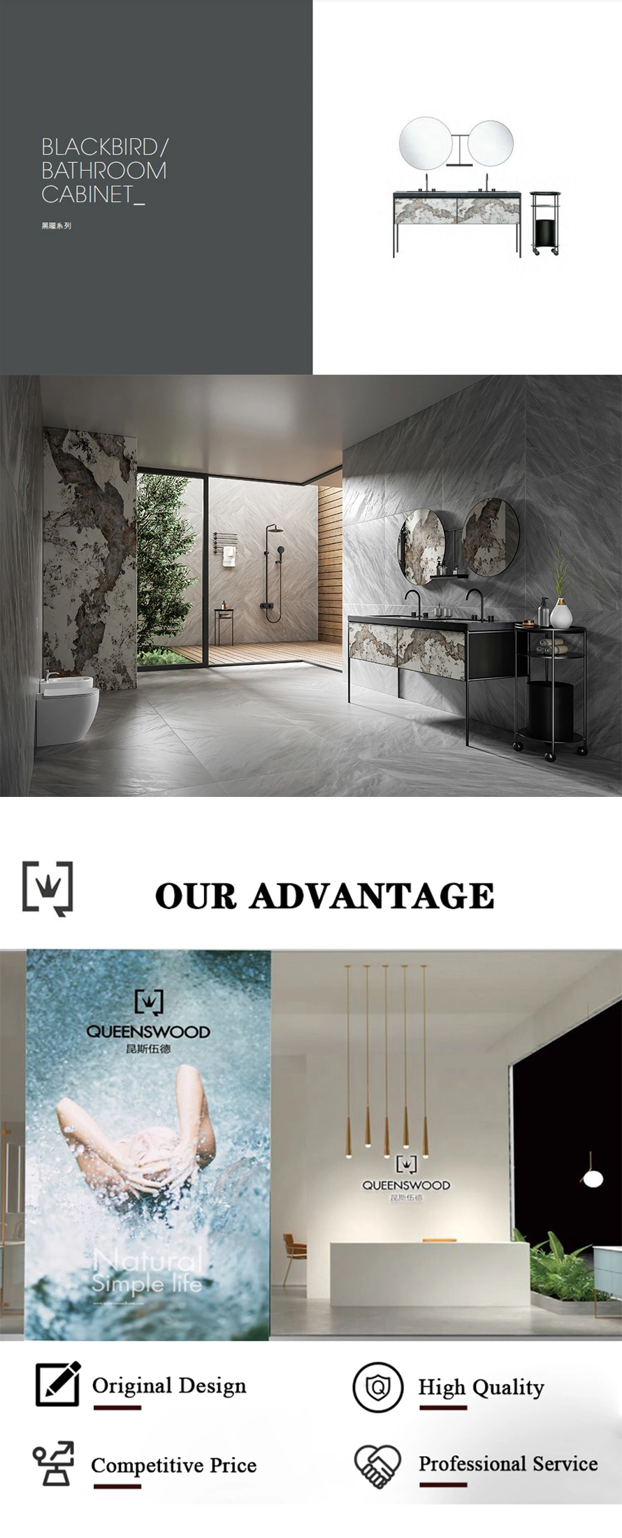 Newest Modern Bathroom Furniture Luxury Vanity Double Sink Pandora Sintered Stone