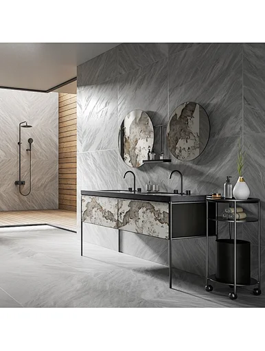 2022 Newest Modern Luxury Vanity Double Sink Pandora Sintered StoneBathroom Furniture
