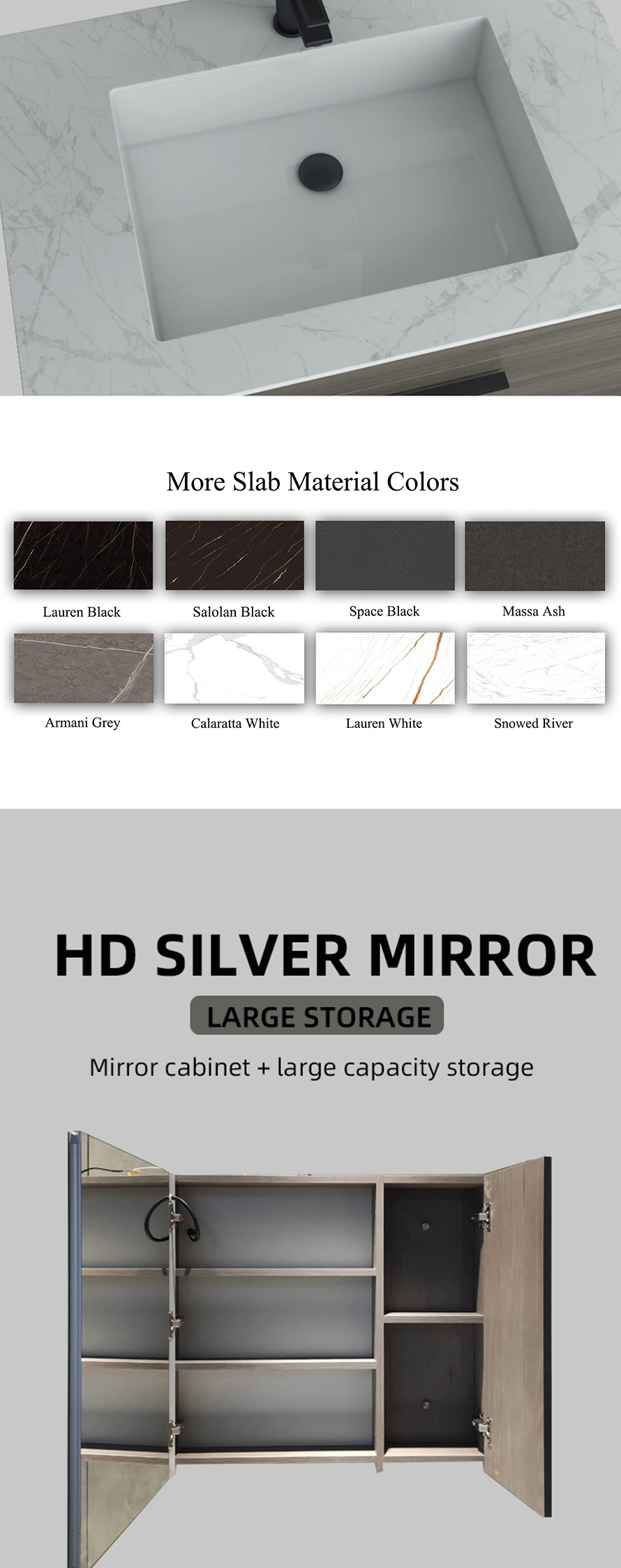 freestanding vanity sintered stone countertop with ceramic basin Fame European style bathroom furnitures bathroom vanities wall mounted plywood washroom modern bathroom vanities Wall mounted cabinets with LED mirror cabinet LED mirror cabinet low price