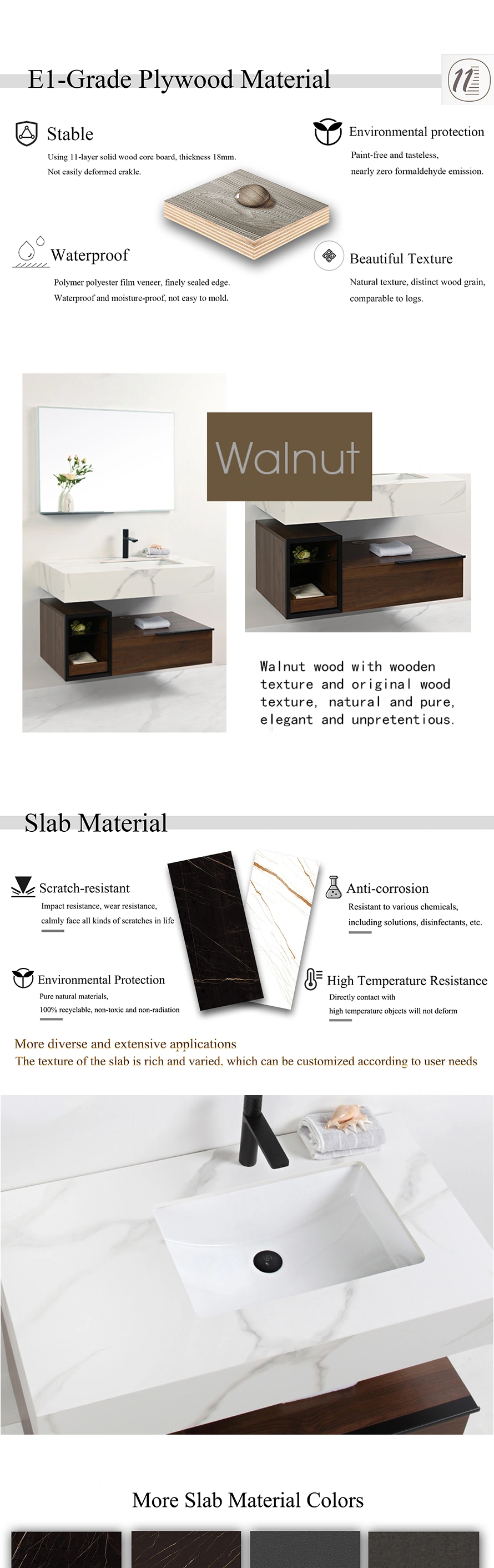 Floating Cabinet Factory Factory directly Bathroom Vanities with Sink Furniture Luxury Wall Mounted