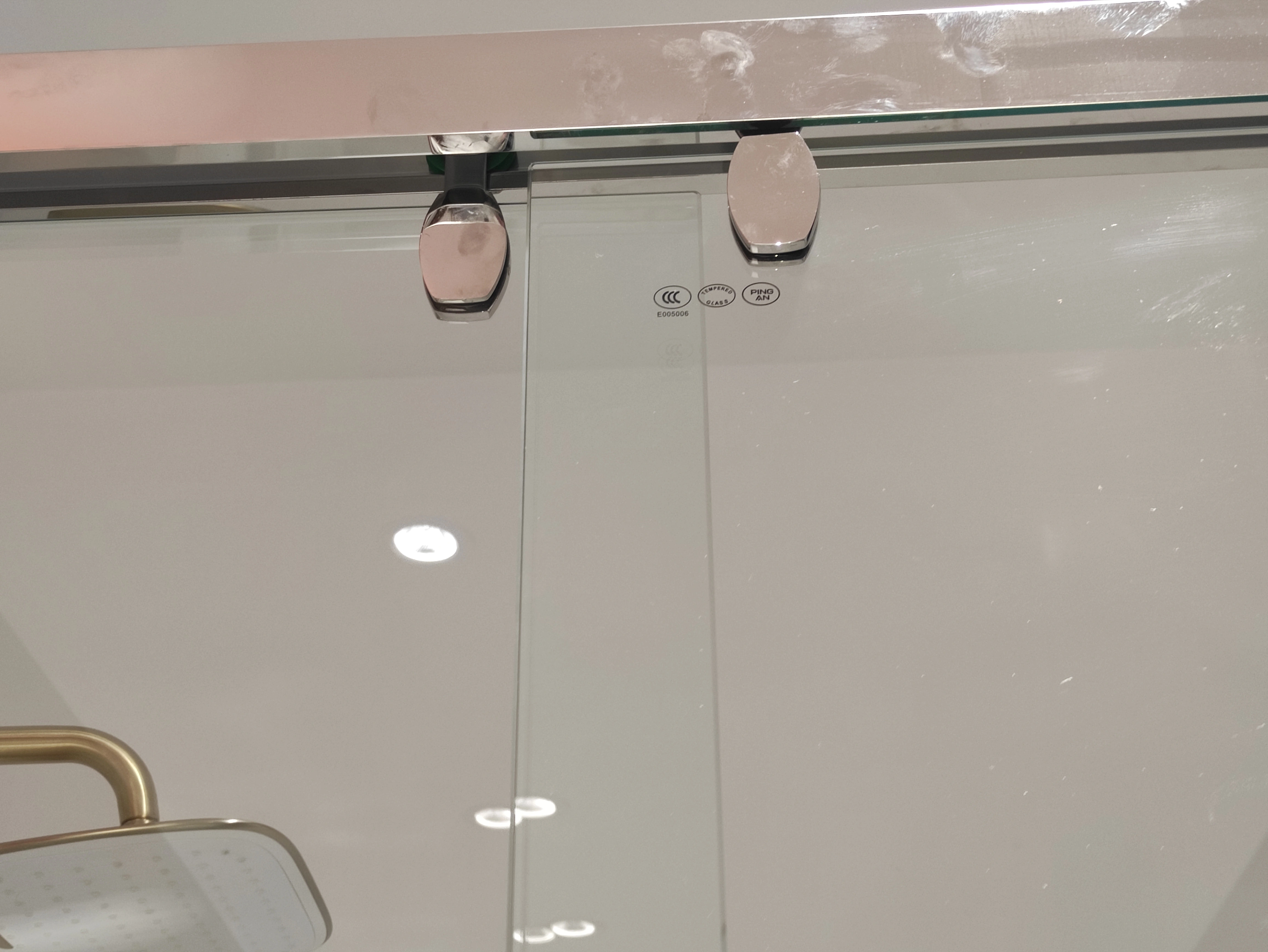 clear glass sliding door shower enclosure
