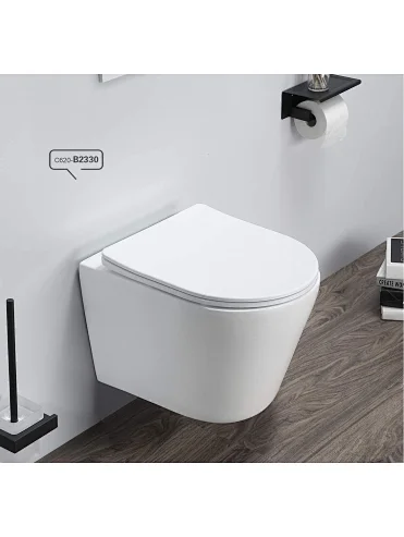High quality hanging square bowl ceramic sanitary rimless wall mounted toilet for European market-B2330 Series