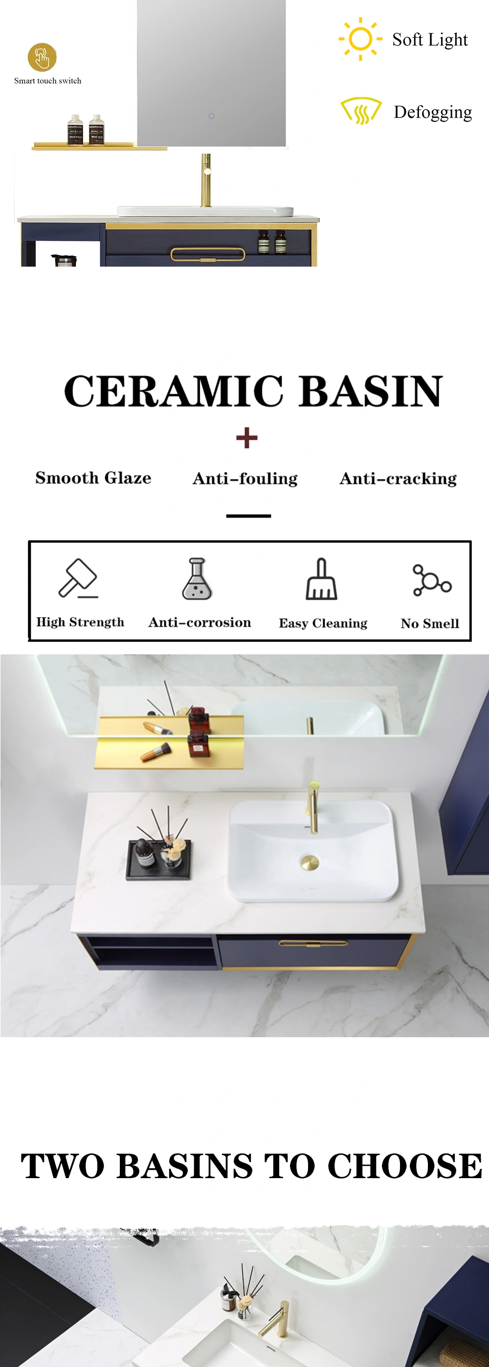 Trendy luxury navy blue bathroom cabinet unit,best bathroom cabinet 2022 wall mounted bathroom cabinet modern bathroom vanity for sale top bathroom cabinet brand sanitaryware company