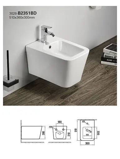Modern high-quality wall hung toilet square wall hung ceramic bidet