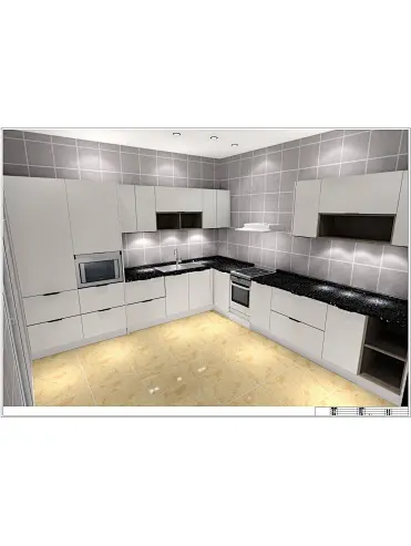 Waterproof plywood high glossy white kitchen cabinet