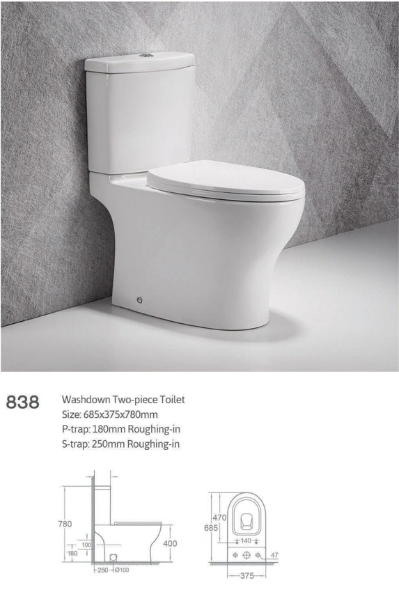 High quality ceramic human toilet western style flushing two pieces