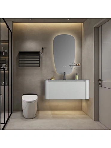Wholesale Apricot Yellow color Wall Mounted LED mirror bathroom cabinets