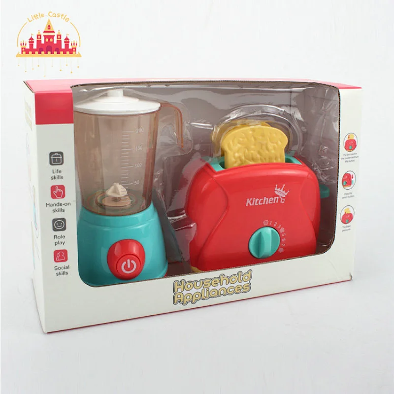 Hot sell pretend kitchen play plastic bread machine juice set for kids SL10D373