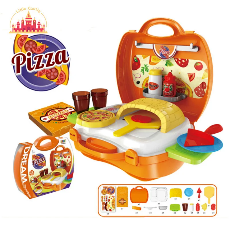 Good Selling Cooking Play Set Portable Plastic Kids Pizza Box Toy SL10D016