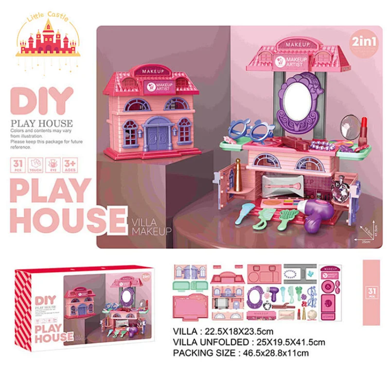 New beauty Pretend Play House 2 in 1 Diy Makeup Villa Toy For Kids SL10D083