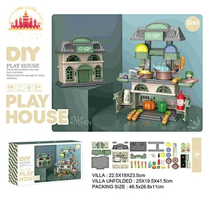 High Quality Pretend Play House 2 in 1 Plastic Supermarket Villa Toy For Kids SL10D086