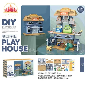 High Quality Pretend Play House 2 in 1 Plastic Supermarket Villa Toy For Kids SL10D086