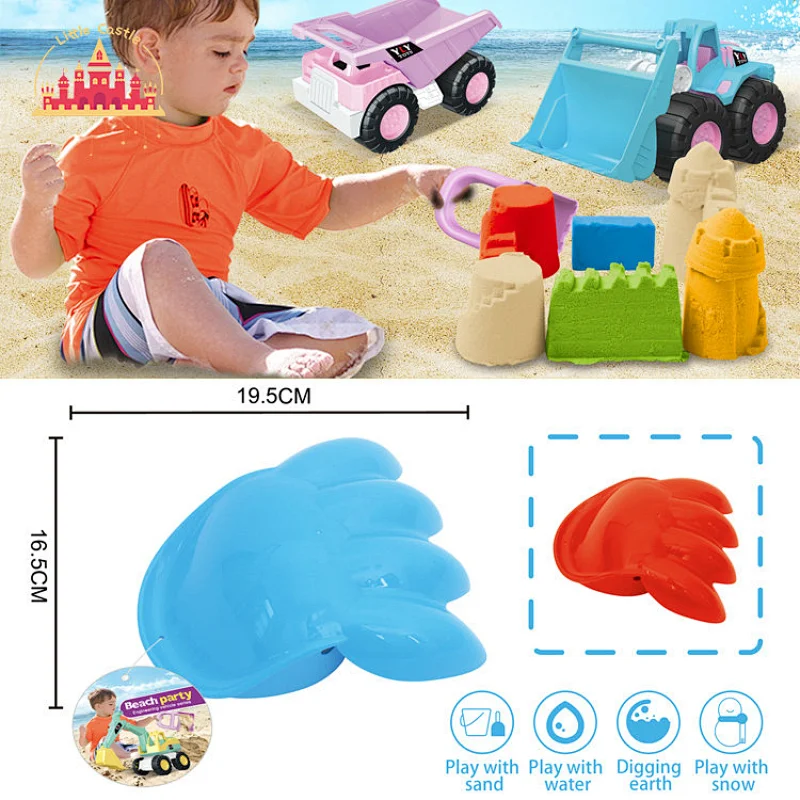 Colorful Childrens Outdoor Beach Sand Toy Plastic Bucket Car And Rake Set SL01D022