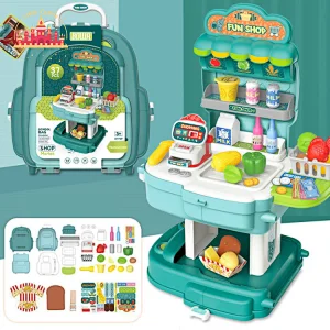 2 in 1 children pretend play backpack plastic dressing table toy SL10D025