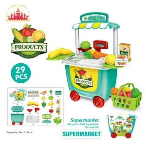31 Pcs Yellow Color Kids Kitchen Table Plastic Cutlery Cart Toy SL10D059