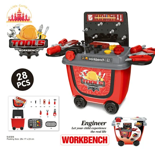 Good Price 28 Pcs Work Bench Small Plastic Tool Car Toy for Kids SL10D061