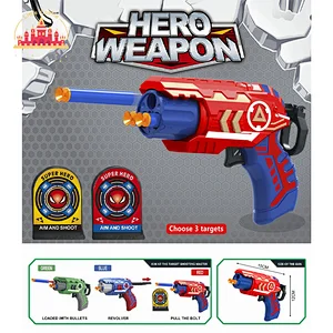 Most Popular Hero Weaon Theme Plastic Soft Bullet Shooting Gun Toy With 2 Target SL01A051