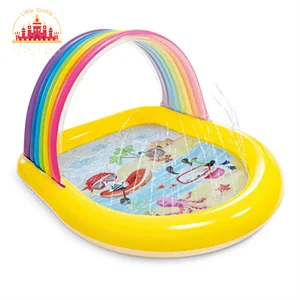 Colorful inflatable castle kids pool with built in sunshade for baby P21A036