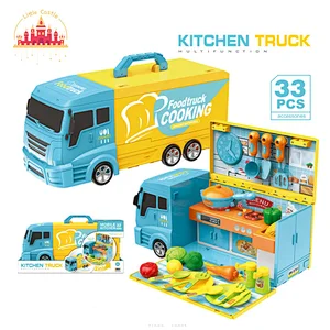 Hot selling pretend play cooking set toy portable plastic kitchen truck toy SL10D103