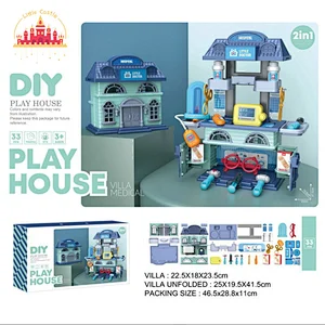 Mini Diy Play House Plastic Tool Villa Toy Role Pretend Play Toy For Kids SL10D084