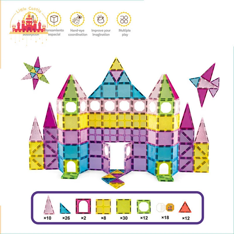 New Arrival 118 Pcs Castle Shape Plastic Multi Magnetic Building Block Toys For Kids SL13E007