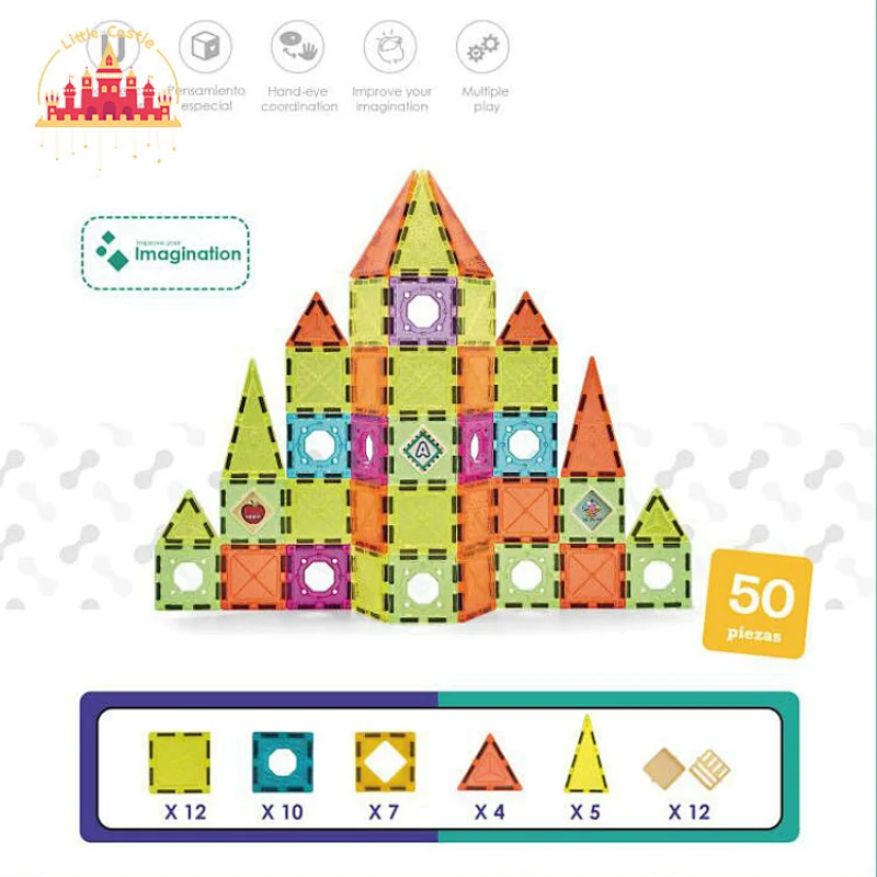 New Arrival 118 Pcs Castle Shape Plastic Multi Magnetic Building Block Toys For Kids SL13E007