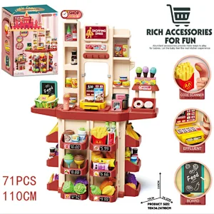 88pcs More Fun Plastic Red Dining Table Toy with Light and Music for Children SL10D120