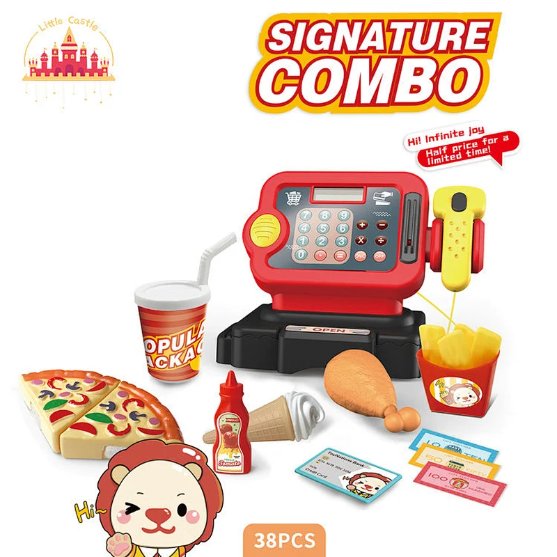 Kids Fast Food Play Set Toys Plastic Pretending Pizza Restaurant With Cash Register SL10D461