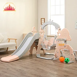 Three In One Funny Plastic Baby Playground with Slide Swing and Basketball Stands SL01F021