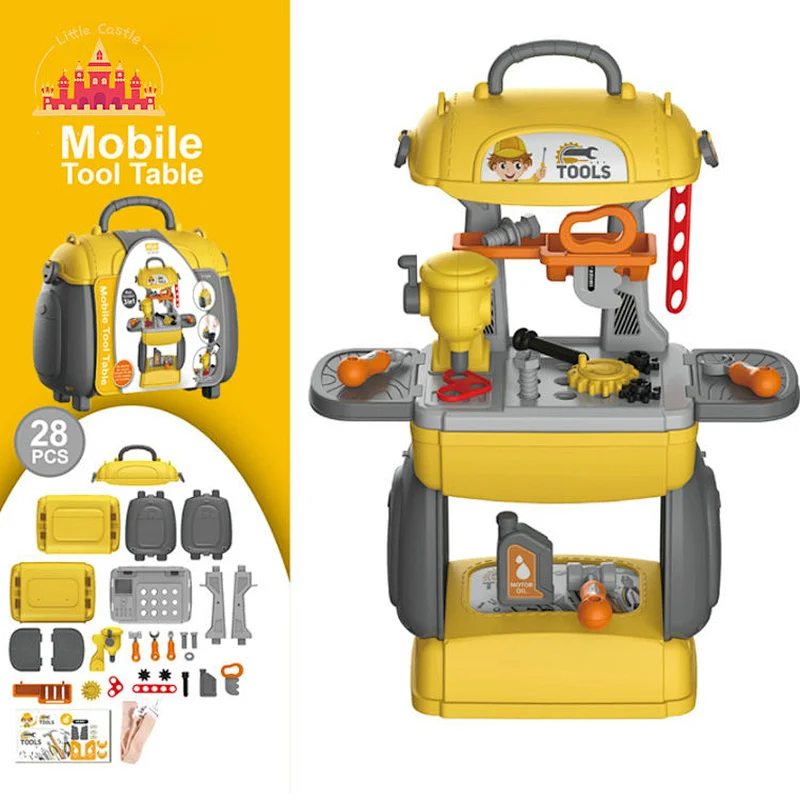Pretend Play Set Toys Tool Bag Plastic 3 In 1 Mobile Tool Table Set For Kids SL10D037