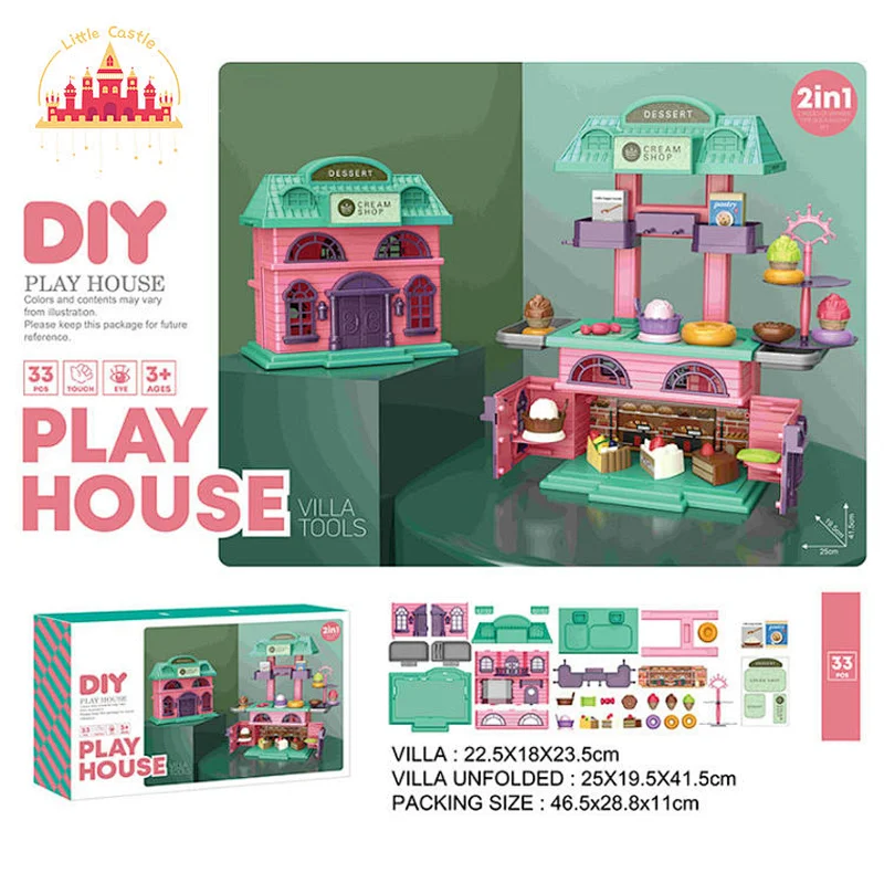 2 in 1 Pet Care Feeding Villa Plastic House DIY Pretend Role Play For Kids SL10D082