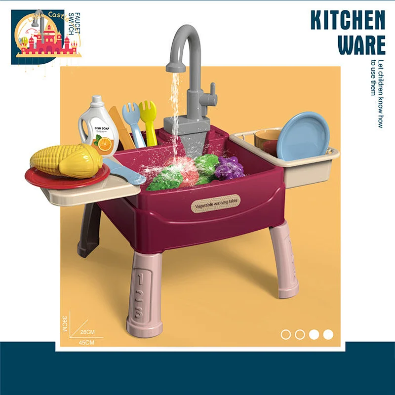 Hot sell kitchen pretend play plastic electric simulation dishwasher set toy for kids SL10D435