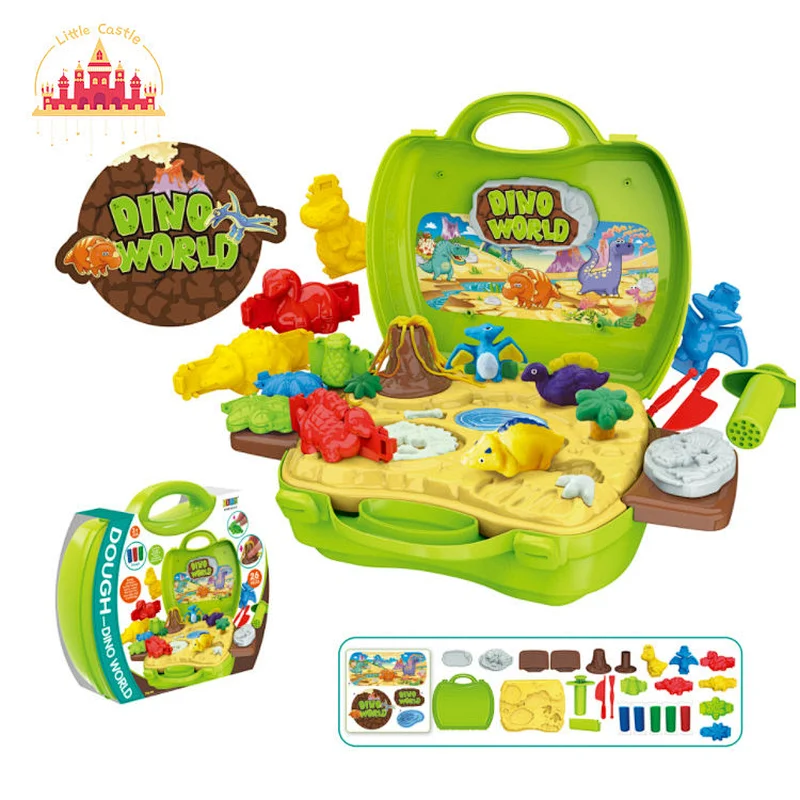 Wholesale DIY cartoon plastic colorful mud dinosaur box toy for children SL10D022