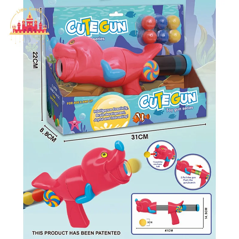 High Quality Kids Aerodynamic Gun Toy Animal Shooting Gun Toy With 6 Pieces EVA Balls SL01A022