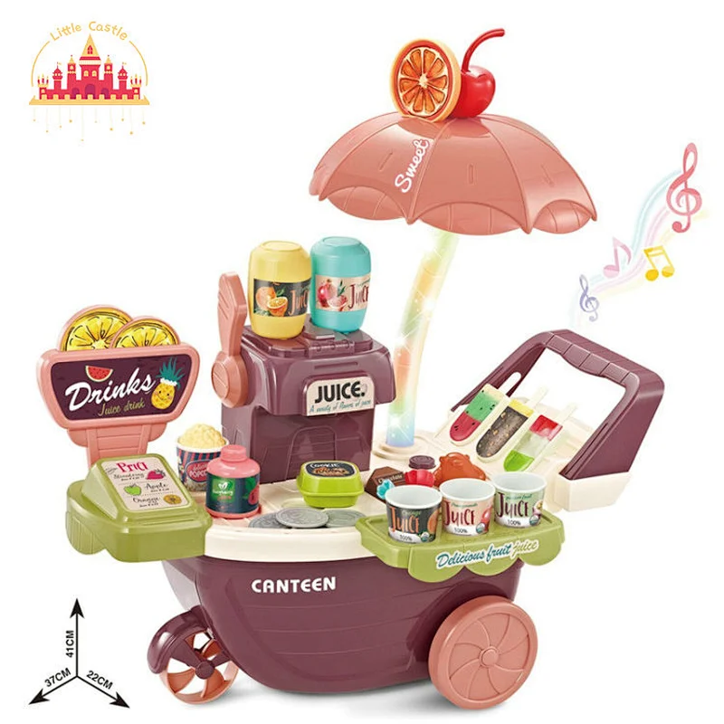 Colorful plastic dessert cart toy ice cream candy trolley for baby SL10D132